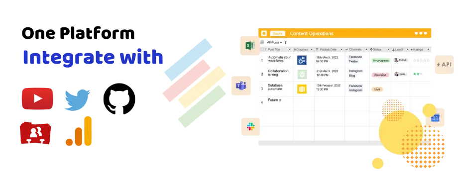 stackby integrate with youtube and other platforms